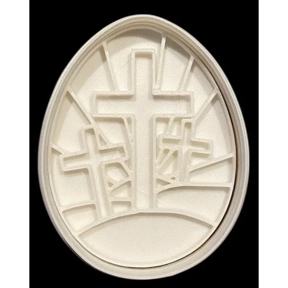 3D Printed Cookie Cutter - 3.5" Easter Egg w/Cross #1014 - Picture 2 of 2